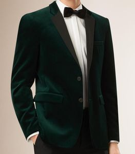 Męskie Velvet Blazers Custom Made Slim Fit Dark Green Velvet Jacket Mężczyźni, Dowold Blazers dla mężczyzn, męska Kurtka garniturowa