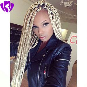 #613 blonde Synthetic Lace Front Braid Wigs Pure Color simulation human hair Wigs 30 Inch With Baby Hair Braided Wigs For Black Women