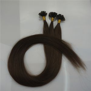 Nice qualidade 150g 150 fios pré-ligados prego u ponta extensões de cabelo cabelo humano 16 18 20 22 24 polegadas 4 cor marrom cabelo indiano brasileiro