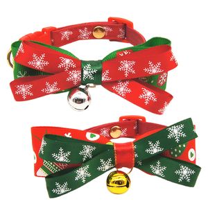 Christmas Snow Series Pet Dog Collar Wiązka Bowknot Collar Dog Koty Dzwonki Kot Kot Krąży Pet Festival Supplies Drop Shipping