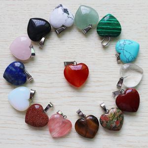 fubaoying Charms Heart Shape Love Gem Stone Pendants 20mm*8mm Loose Beads DIY Jewelry making Bracelets and Necklace for Women Gift free