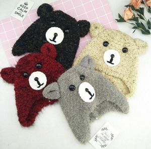 Chapéu quente animal dos desenhos animados para crianças bebê infantil urso de pelúcia inverno beanie bebê bebê adereça pelúcia menino menina esqui esportes boné capuz