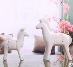 2pc ceramic horse home decor crafts room decoration ceramic kawaii ornament porcelain figurines animal figurines decorations