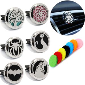 150+ DESIGNS 30mm Aromatherapy Essential Oil Diffuser Locket Black Magnet Opening Car Air Freshener With Vent Clip(Free 5 felt pads)B-10