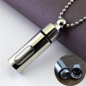 Mens halsband rostfritt stål glas cylinder aromaterapi essentiell olja parfym hängsmycke halsband smycken för män hip hop