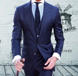 2018 Navy Blue Groom Custom Made Tuxedos Groomsmen Vent Slim Fit Suits Bestman Wear Suit Wedding Mens Suits Bridegroom Groom Jacket Pants