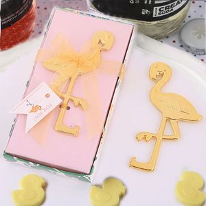 50 sztuk Flamingo / Tropical Topeed Gold Metal Otwieracz do butelki Ślubne Favors Event Keepses Urodziny Prezenty Bridal Prysznic