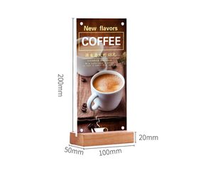 Countertop Name Card Display Holder Frame Desk Sign Holder Table Menu Card Price Tag Holder Magnetic Acrylic Photo Frame Wood