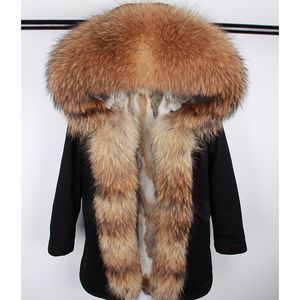 New Winter Jacket Women Parka Natural Real Rex Rabbit Fur Collar Hood Parkas Detachable Outerwear Thick Warm Casual Brand