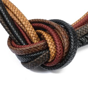 XINYAO 1yard/lot Width 10mm 12mm Braided Real Leather Cord Bracelet Findings Flat Leather Rope Thread For DIY Jewelry Making
