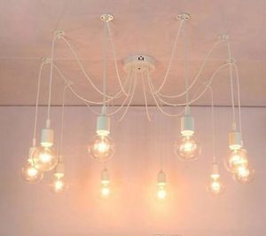 Modern Nordique Retro Edison Lampa ljuskrona Vintage Loft Antik Justerbar DIY E27 Spindelkonst Hängsmycke Lampa Belysning Hemma Produktkvalitativ
