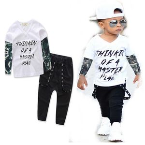 Ins-Barn Outfits Boys Bomull Brev Topp + Byxor 2st / Set Baby Passar 3 stilar C2192