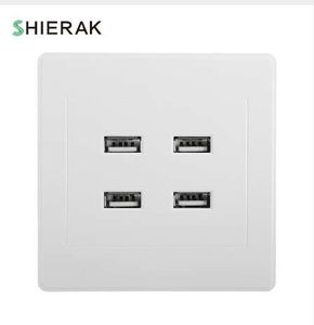 Shierak 스마트 홈 4 포트 USB 소켓 5V 3.1A 전기 벽 충전기 어댑터 소켓 전원 충전 아울렛 USB 플러그 화이트 패널