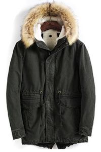 冬のダウンジャケットメンズの毛皮のコートパーカー厚い暖かい壁のオーバーコート雪の服本ラクコーンの毛皮の襟ウサギの毛皮の皮のLinner M-4XL J180853