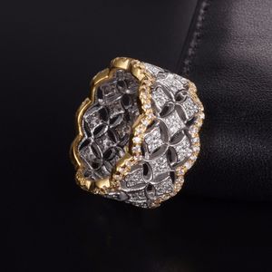 Bröllopsring Smycken Pave 256st Simulerad diamant CZ Ringar Vit safir 925 Sterling Silver Guld för Kvinnor Presentstorlek 5-11 S18101002