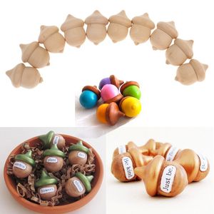 10 sztuk / partia drewna Acorns Niedokończone DIY Acorns Materiały ślubne Jesień Decor Edukacyjne Liczenie Ręcznie Malarstwo Materiały Drewniane Craft