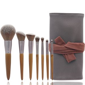 New 7Pcs Wood Color Makeup Brushes Sets Foundation Eyedshadow Concealer Blush Make Up Brushes Women Beauty Tool Maquillaje