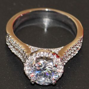 Korona Ślubna Pierścień Dla Kobiet Oszałamiająca Deluxe Biżuteria 925 Sterling Silver Solitaire Okrągły Cut 5a Topaz CZ Diamond Diamonique Pierścień