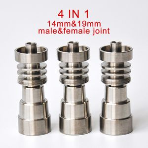4 IN 1 Titanium Nail 14mm&19mm male &female joint domeless Gr2 Titanium Nail for glass water pipe