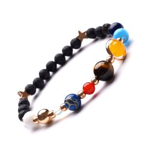 Universo Galaxy gli otto pianeti nel sistema solare Guardian Star Natural Stone Beads lava Essential Oil Diffuser Bracciale Bangle