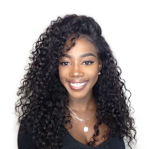 Brazilian Deep Wave Human Hair Wigs for Black Women Wholesale Brazilian Curly Glueless Lace Front Human Hair Wigs with Baby Hair