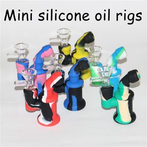 Tubi gorgogliatore in silicone da 3,54 pollici Narghilè 10 colori per la scelta bong in vetro per bong in silicone per pipa ad acqua in silicone, strumenti per dabber