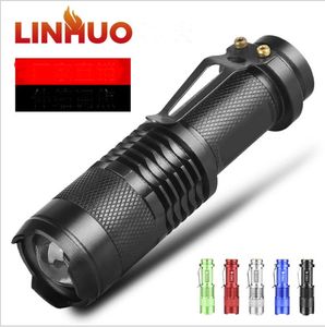 Q5 Dämpning Mini Light Flashlight SK68 Dubbla Power Portable Telescopic Zoom Ficklight