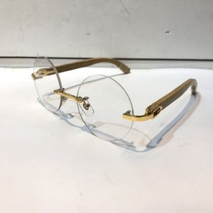 Luxury Glasses Prescription Eyewear Vintage Round Frame Wooden Men Designer Eyeglasses With Original Case Retro Design Gold Plated