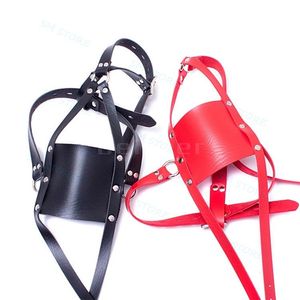 Bondage escravo corporal harness cabeça máscara boca aberta bola de silicone bloqueado cinta 42mm manilha # r87