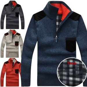 Pulôver dos homens de moda Pullovers de malha Homens Inverno Collar Escovado Thicked Sweater Tricô Casaco Homens Casual Wear Tops Plus Size XXXL Outerwear