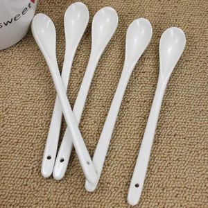 10 pcs Fornecimento de Cozinha Colheres De Cerâmica Puro Branco Osso China Colher De Café De Mesa De Chá Pequeno Colher De Cozinha Ferramentas