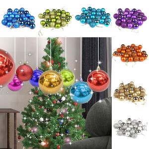 24Pcs/Lot 10 Colors Christmas Tree Ball Baubles Xmas Carnival Party Hanging Ornament Christmas Decoration Supplies Novelty Gifts