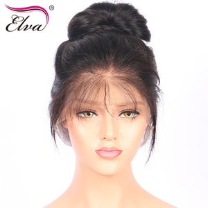 Elva Hair 180 % Dichte 360 Lace Frontal Perücke vorgezupft mit Babyhaar gerade brasilianische Remy Echthaarperücken für schwarze Frauen