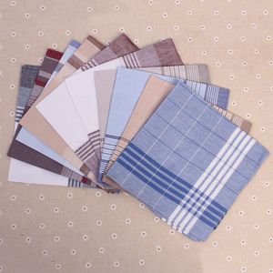 20pcs Lot Multicolor Square Stripe Handkerchiefs 40 *40cm Men Classic Pattern Vintage Pocket Hanky Cotton Plaid Handerchief Accessory