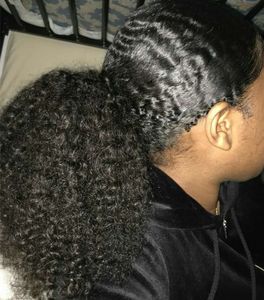 140g Afro Kinky Curly Human Hair Ponytail For Black Women Brazilian Virgin Hair Drawstring Ponytail Hair Extensions 8-24 inch free shipping