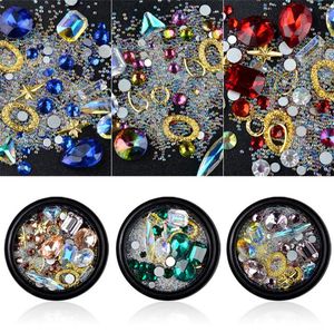 Nail Art Pearls al por mayor-Nail Art Boyry Formado Diamantes Transparente AB Rhinestone Cristal Vidrio Ornamento Perlas Mixto Colores set