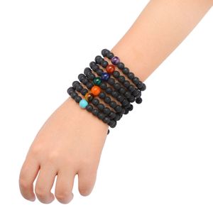 7 chakras lava rock pärla kedja armband eterisk oljet diffusor natursten flätad rep armband för kvinnor män mode hantverk smycken
