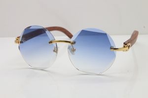 Новые резные деревянные солнцезащитные очки T8200311 Rimless Unisex Limited Edition Хорошее качество Очки Украшения Золото Высококачественные линзы