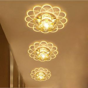 9W LED Crystal Flowers Aisle Lights Corridor Entrance Small Ceiling Lamp Balcony Porch Ceiling Lighting Fixture