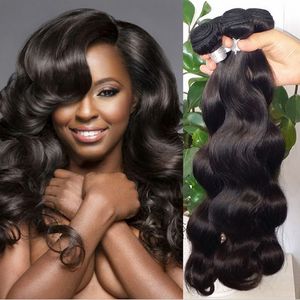 Cabelo brasileiro de onda do corpo tecer não transformado cabelo virgem humana tecida remy extensões de cabelo humano dinable sem derramamento 3 pçs / lote