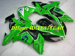 Custom Motorcycle Fairing Kit för Kawasaki Ninja ZX10R 06 07 ZX 10R 2006 2007 ABS Cool Green Black Fairings Set + Presenter KX04