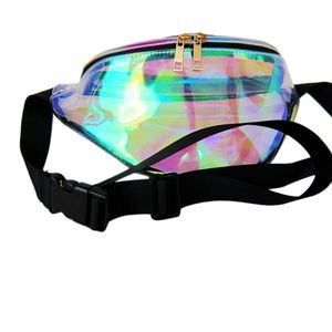 CAKER 1 PCS Şeffaf Çanta Fanny Pack Punk Saf Çanta Şık Hologram Çantası Moda Bel Paket Gökkuşağı