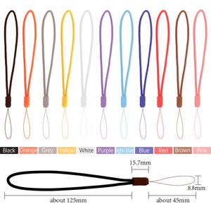 Round Nylon Wrist Hand Cell Phone Mobile Chain Straps Keychain Camera USB MP4 Charm Cords DIY Hang Rope Lanyard colorful factory hangrope