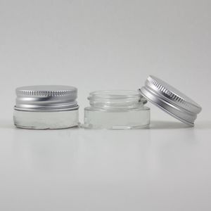5g clara frasco de creme de vidro fosco com tampa de alumínio prata, 5 gramas de 5 gramas, embalagem para amostra / creme para os olhos, 5g mini garrafa de vidro