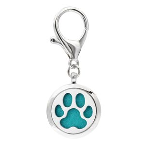 Dog / Cat Paw KeyChain Essencial Perfume Oil Aroma Difusor Locket com lagosta fecho Keychain chaveiro Com 5pcs livre Pads KA61-KA70