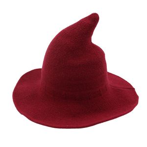 Halloween Satan Korean Women Knitted Bucket Hat Wizard Hats Autumn Winter Thick Wool Thread Funny Folding Cap Magic Witch Hat