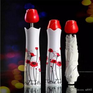 Ultraviolet Proof Umbrellas With Rose Handle Rainproof Vase Umbrella Manual Not Rusty Bumbershoot For Women High Quality 9ms BB