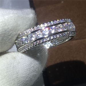2017 新しい女性ファッションフルラウンドダイヤモンドジルコン 925 スターリングシルバー婚約結婚指輪女性ジュエリーサイズ 5-10