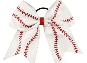 7 Inch Baseball Hair Bow Softball Hair Bow White Baseball Cheer Bow For Cheerleader Girls School