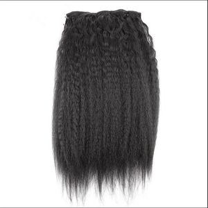 Gruby Clip Yaki Clip In Human Hair Extensions Kinky Prosto Virgin Gruby Klip W Przedłużanie Włosów Yaki Human Hair Class Ins 110g 7 sztuk / zestaw